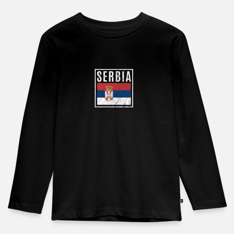 Serbien - Kinder Premium Bio Langarmshirt - Schwarz