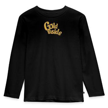 GOLD inside - Kinder Premium Bio Langarmshirt - Schwarz - Vorne - AI Model Kid Male (0cm)