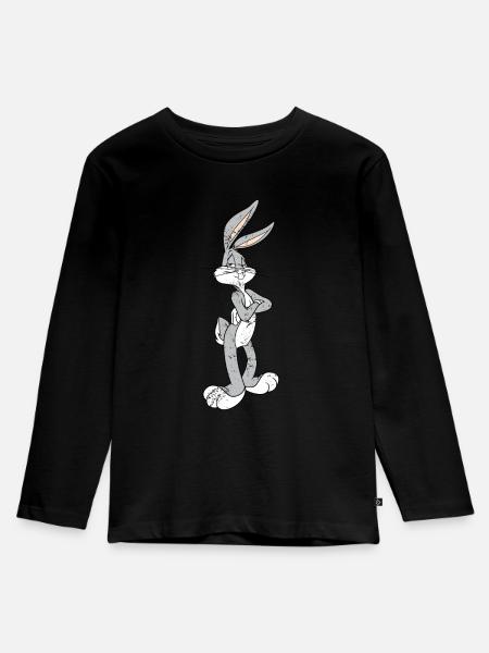 Looney Tunes Bugs Bunny Vintage Pose - Kinder Premium Bio Langarmshirt - Schwarz