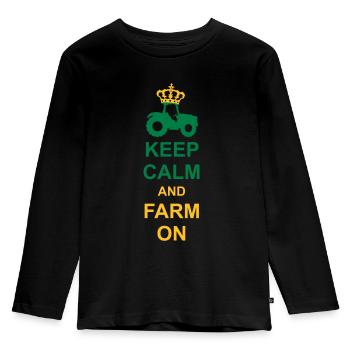 Keep Calm Farm - Kids' Premium Longsleeve Shirt - black - Front - AI Model Kid Male (0cm)