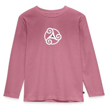 Triskele white punched Celtic spiral - Kids' Premium Longsleeve Shirt - mauve - Front - AI Model Kid Female (0cm)
