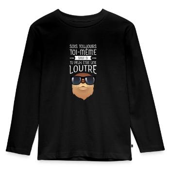 Sois Toujours Toi Même Loutre - Kids' Premium Longsleeve Shirt - black - Front - AI Model Kid Male (0cm)