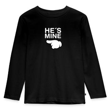 He´s Mine (Comic Hand) - Kinder Premium Bio Langarmshirt - Schwarz - Vorne - AI Model Kid Male (0cm)