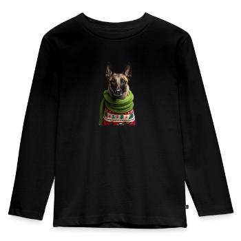 Belgischer Malinois Weihnachten - Kinder Premium Bio Langarmshirt - Schwarz - Vorne - AI Model Kid Male (0cm)