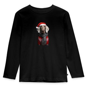 Weimaraner Weihnachten - Kinder Premium Bio Langarmshirt - Schwarz - Vorne - AI Model Kid Male (0cm)