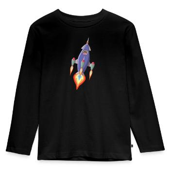 Astronaute de vaisseau spatial de fusée - T-shirt manches longues Premium Enfant - noir - Devant - AI Model Kid Male (0cm)