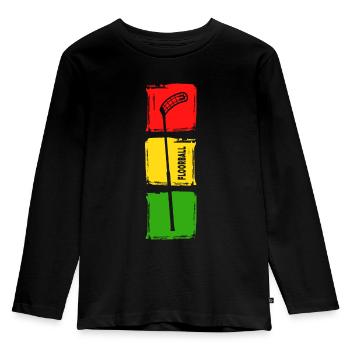 floorball unihockey floorballer - Kinder Premium Bio Langarmshirt - Schwarz - Vorne - AI Model Kid Male (0cm)