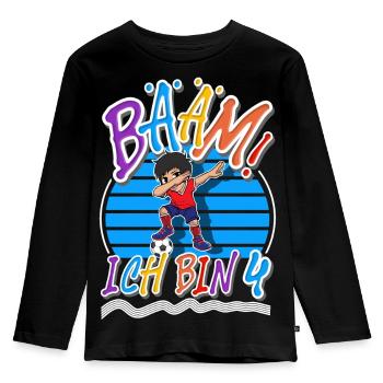 4. Geburtstag Kinder Fußball - Kinder Premium Bio Langarmshirt - Schwarz - Vorne - AI Model Kid Male (0cm)