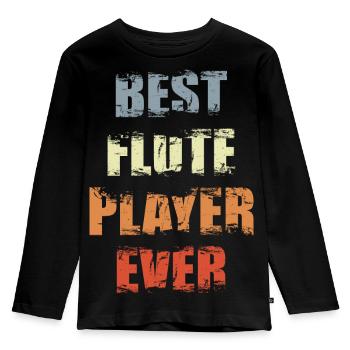 Bester Flötist - Kinder Premium Bio Langarmshirt - Schwarz - Vorne - AI Model Kid Male (0cm)