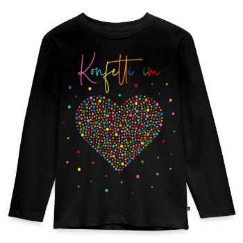 Konfetti im Herzen - Kinder Premium Bio Langarmshirt - Schwarz - Vorne - AI Model Kid Male (0cm)