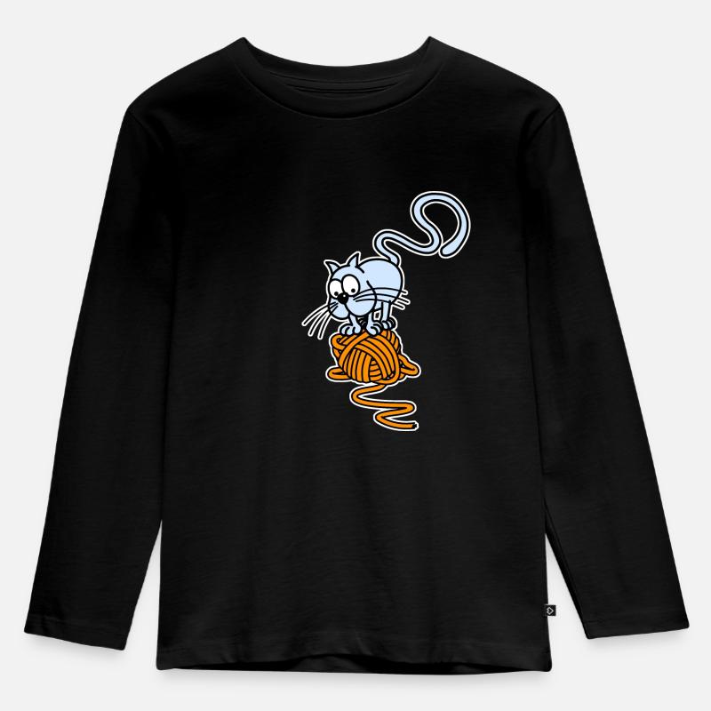 Katzenball - Kinder Premium Bio Langarmshirt - Schwarz