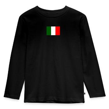 Drapeau italien brillant au centre de la poitrine - T-shirt manches longues Premium Enfant - noir - Devant - AI Model Kid Male (0cm)