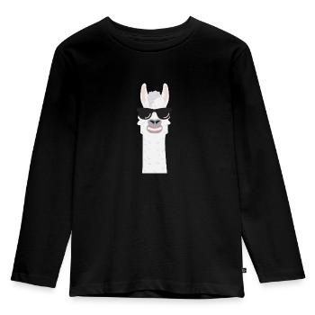 Alpaca Lama Cool Party Alpaka - Kinder Premium Bio Langarmshirt - Schwarz - Vorne - AI Model Kid Male (0cm)