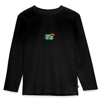 Dragon Fire T-Shirt - Kinder Premium Bio Langarmshirt - Schwarz - Vorne - AI Model Kid Male (0cm)