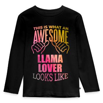 Lama - T-shirt manches longues Premium Enfant - noir - Devant - AI Model Kid Male (0cm)