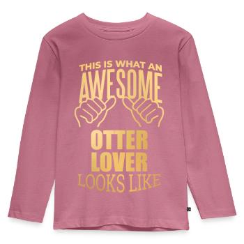 loutre - T-shirt manches longues Premium Enfant - mauve - Devant - AI Model Kid Female (0cm)