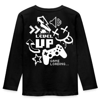 Montée de niveau – Chargement du jeu - T-shirt manches longues Premium Enfant - noir - Dos - AI Model Kid Male (0cm)