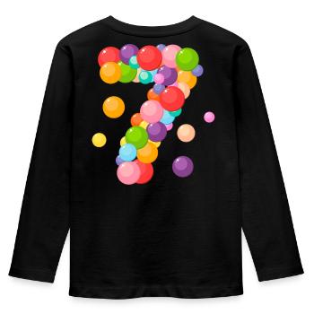 Geburtstag, 7 Jahre, Ich bin 7 Jahre alt, 7 Jahre alt - Kinder Premium Bio Langarmshirt - Schwarz - Hinten - AI Model Kid Male (0cm)