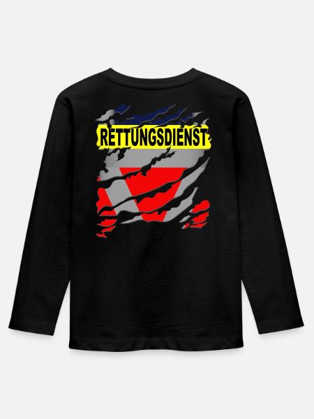 Rettungsdienst Uniform - Kinder Premium Bio Langarmshirt - Schwarz