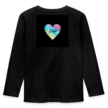 Love - Kinder Premium Bio Langarmshirt - Schwarz - Hinten - AI Model Kid Male (0cm)