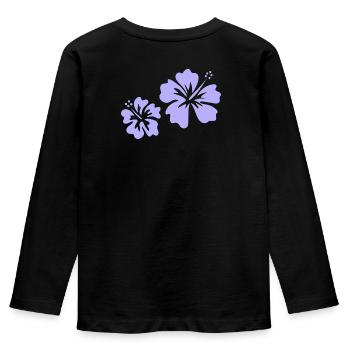 Lila Hibiskus - Kinder Premium Bio Langarmshirt - Schwarz - Hinten - AI Model Kid Male (0cm)