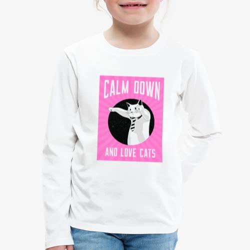 Calm Down Love Cats - Lasten premium pitkähihainen t-paita