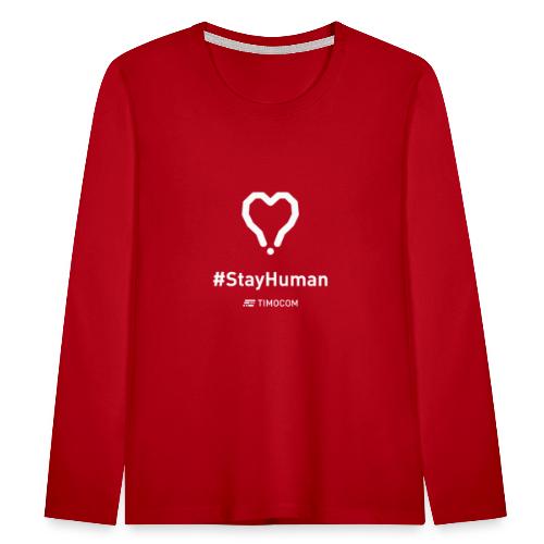 StayHuman white - Koszulka dziecięca Premium z długim rękawem