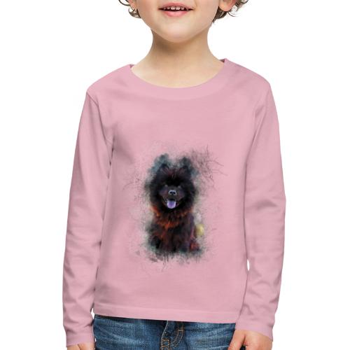 Pintura de cachorro de chow chow negro -por- Wyll-Fryd - Camiseta de manga larga premium niño