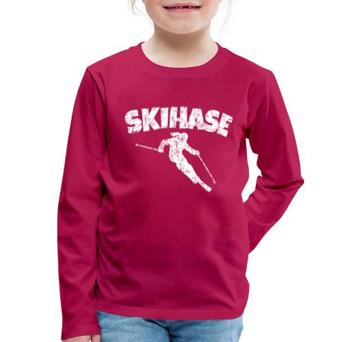 Skihase (Vintage/Weiss) Ski Skifahrerin - Kinder Premium Langarmshirt