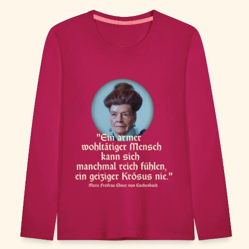 Sprüche T-Shirt Design Zitat über Geiz - Kinder Premium Langarmshirt