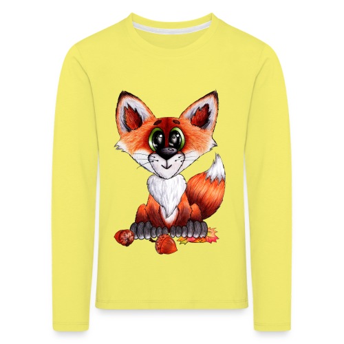 llwynogyn - a little red fox - Kinder Premium Langarmshirt