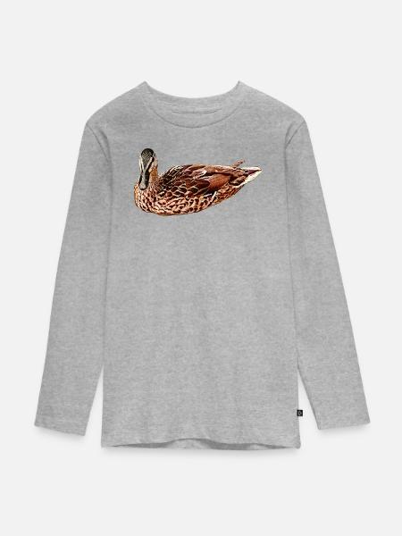 wasservögel, Stockente - Teenager Premium Bio Langarmshirt - Grau meliert
