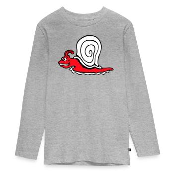 Schnecke Schnell Kriechen Lustig Cartoon Raserei - Teenager Premium Bio Langarmshirt - Grau meliert - Vorne