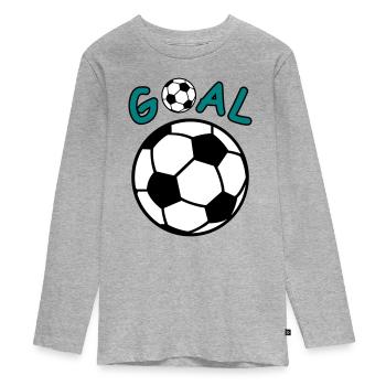 Football avec lettrage Goal - T-shirt manches longues Premium Ado - gris chiné - Devant
