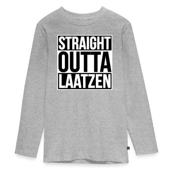 Straight Outta Laatzen - T-shirt manches longues Premium Ado - gris chiné - Devant