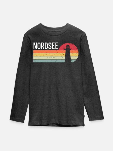 Nordsee - Teenager Premium Bio Langarmshirt - Anthrazit meliert