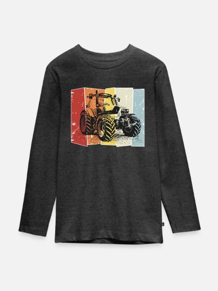 Traktor Deutz retro - Teenager Premium Bio Langarmshirt - Anthrazit meliert