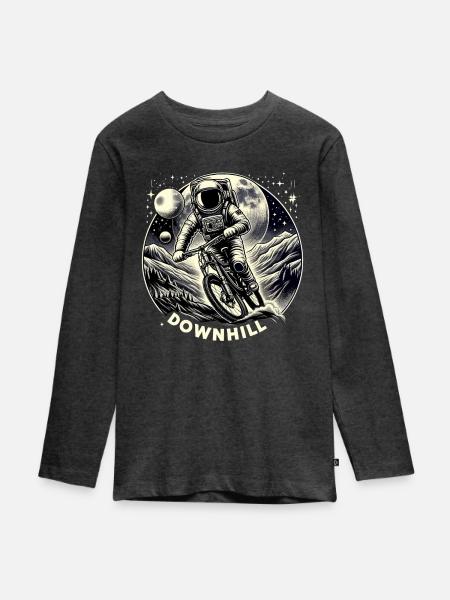 Astronaut Downhill Design - Teenager Premium Bio Langarmshirt - Anthrazit meliert