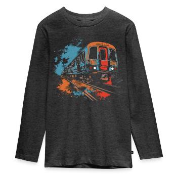 Eisenbahn - Teenager Premium Bio Langarmshirt - Anthrazit meliert - Vorne - AI Model Kid Female (0cm)