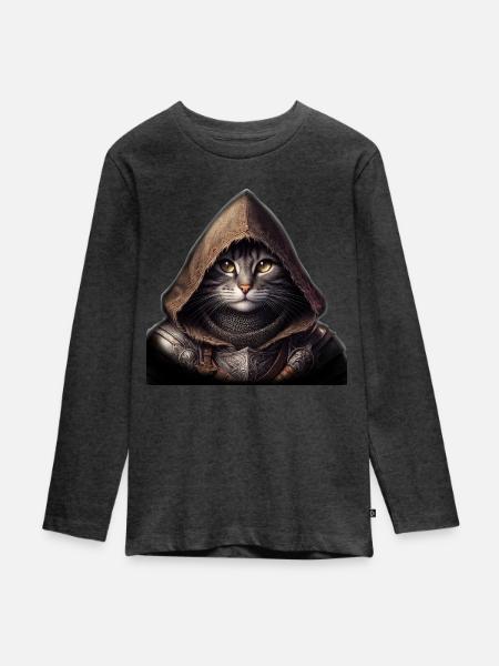 Kater Ritter - Teenager Premium Bio Langarmshirt - Anthrazit meliert