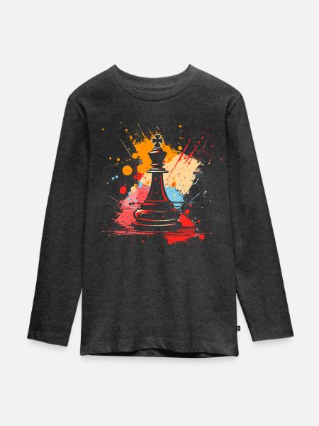 Schachfiguren Graffiti - Teenager Premium Bio Langarmshirt - Anthrazit meliert