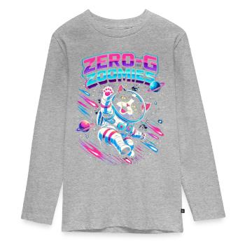 Null-G Zoomies | Humour spatial Astro Cat - T-shirt manches longues Premium Ado - gris chiné - Devant