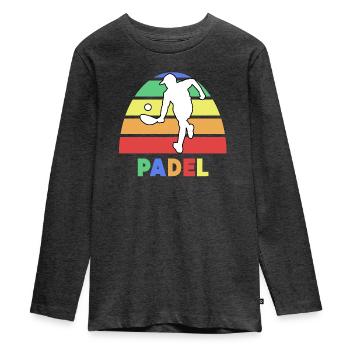 Padelspiel Padel-Tennis Spieler Spruch Training - Teenager Premium Bio Langarmshirt - Anthrazit meliert - Vorne - AI Model Kid Female (0cm)