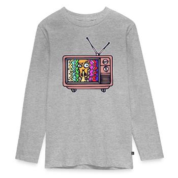 Fernsehabend Streaming Theater Movies Fernsehen - Teenager Premium Bio Langarmshirt - Grau meliert - Vorne
