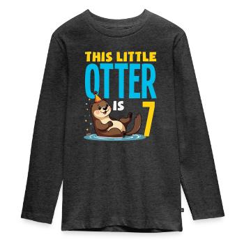 Dieser Otter ist 7 - süßes Geburtstagsmotiv - Teenager Premium Bio Langarmshirt - Anthrazit meliert - Vorne - AI Model Kid Female (0cm)
