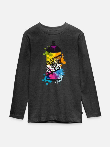 Spraydosen Graffiti - Teenager Premium Bio Langarmshirt - Anthrazit meliert