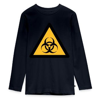 Hazard Symbol - Biohazard (2-color) - Teenager Premium Organic Long Sleeve Shirt - navy - Front - AI Model Kid Female (0cm)