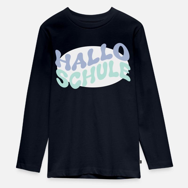 Hallo Schule 1 - Teenager Premium Bio Langarmshirt - Navy