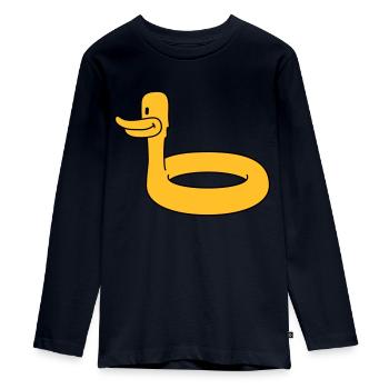 Duck Swimming Ring - T-shirt manches longues Premium Ado - bleu marine - Devant - AI Model Kid Female (0cm)