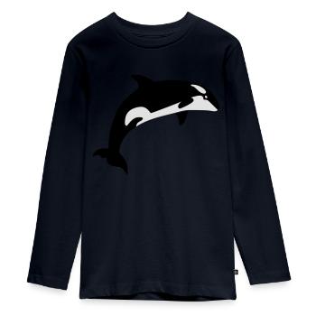 Wal - Teenager Premium Bio Langarmshirt - Navy - Vorne - AI Model Kid Female (0cm)